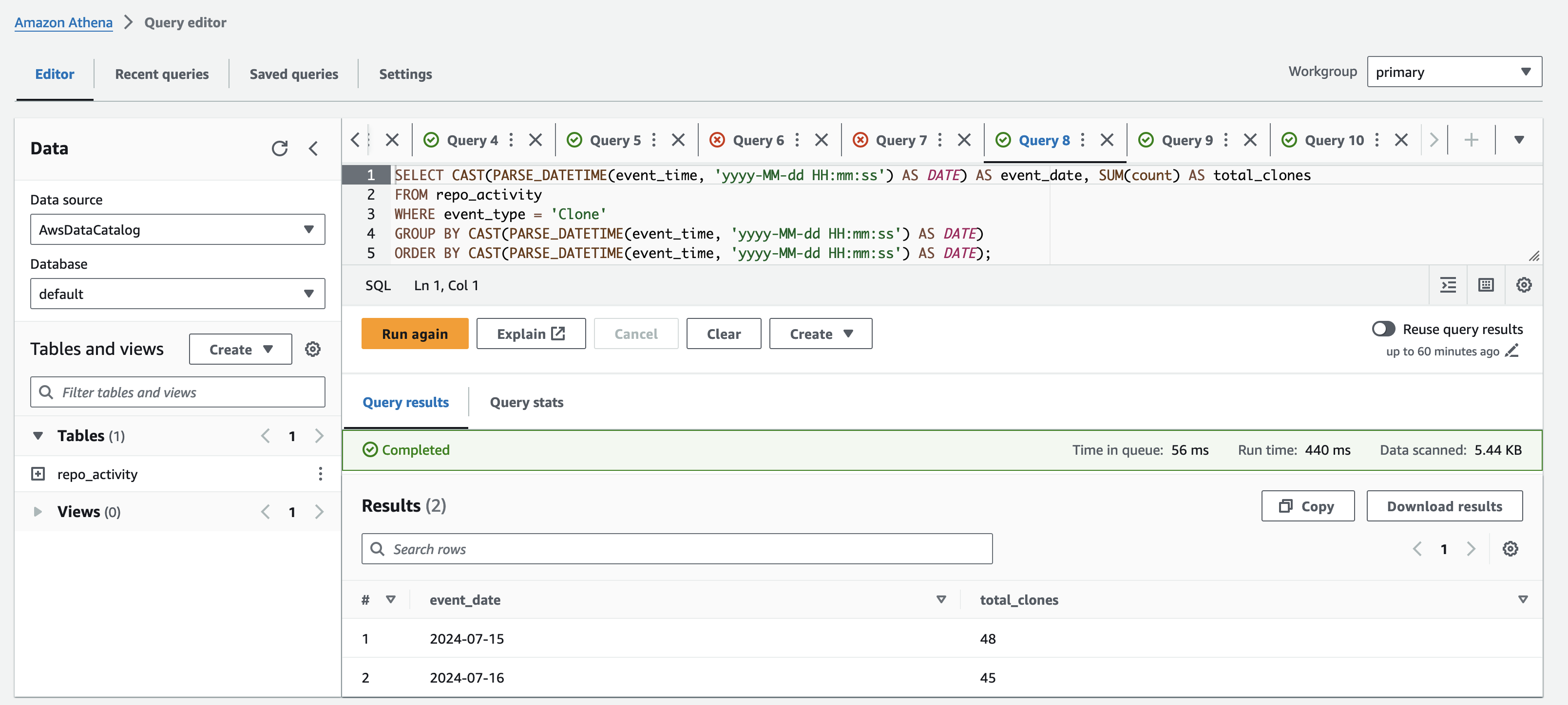 updated query output 
